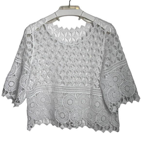 SHEIN Tops - SHEIN Crochet White Shirt